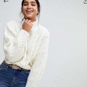 Asos cropped cable knit sweater